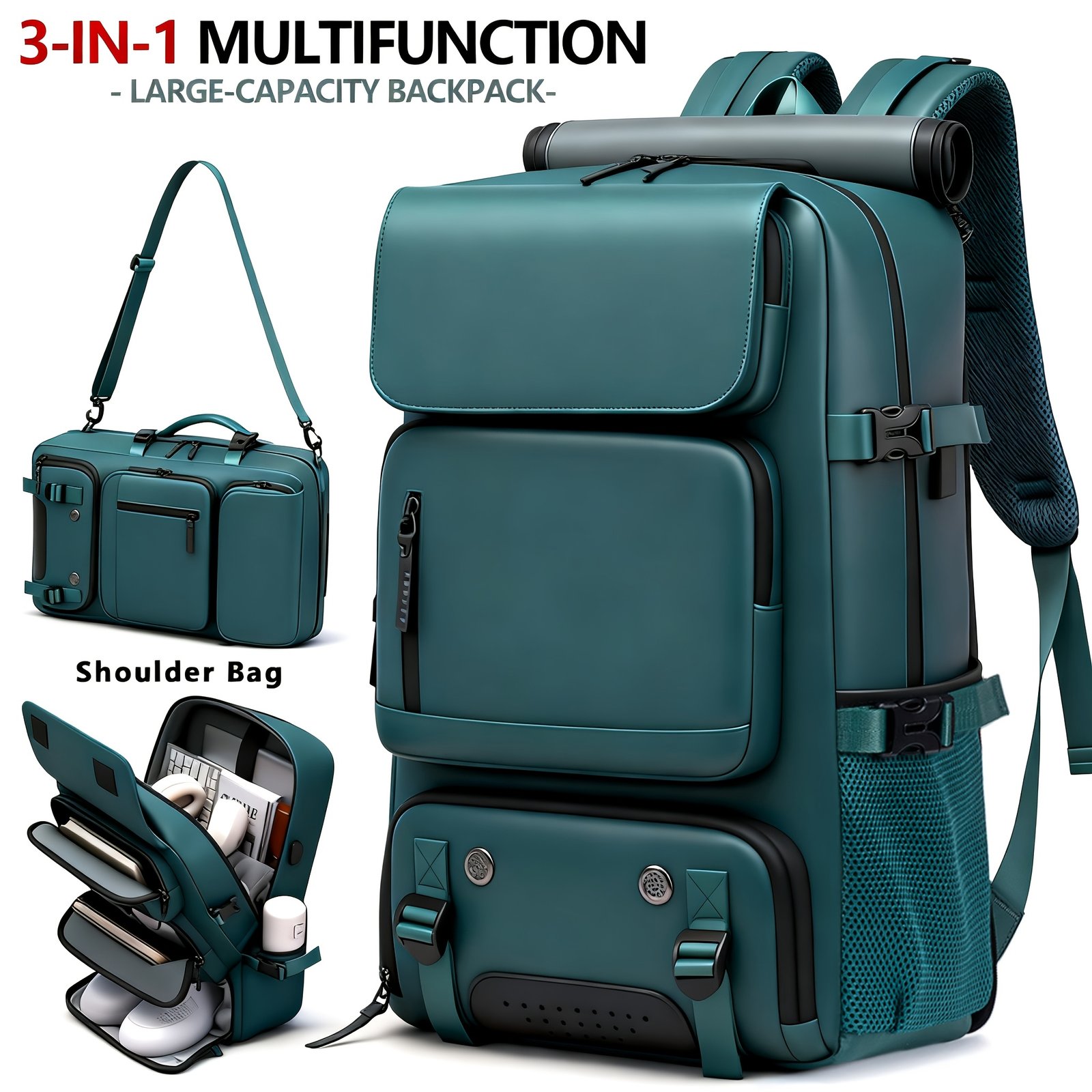 18.1-inch Easy-Travel Bag (46×30×16 cm): Four carrying modes in one bag, with independent shoe compartment and freely switchable hidden shoulder straps.(peacock blue) - V1102-BJBBB003 18.1-inch Easy-Travel Bag (46×30×16 cm): Four carrying modes in one bag, with independent shoe compartment and freely switchable hidden shoulder straps.(peacock blue) - Image 8
