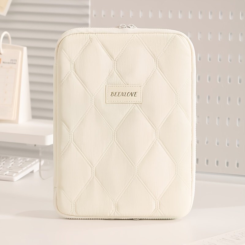 (beige)**BEENLOVE Tablet Storage Bag: 180° Full-Open Independent Compartment, Shockproof & Portable, Multifunctional Design**