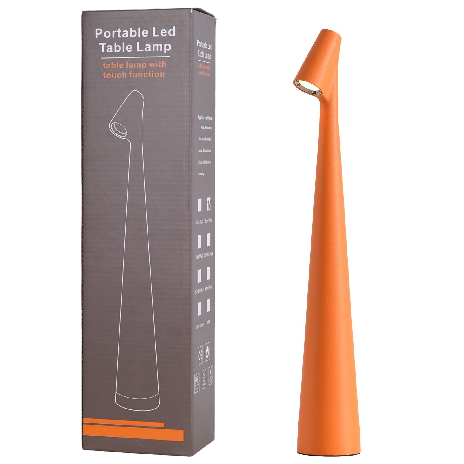 Portable LED Table Lamp 13.5" H – Touch Control, 3 Brightness Levels, Rechargeable Desk Light for Bedroom, Outdoor, Gift (Orange) | Other Colors Available in Store