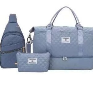 Women’s 3-Piece Travel Bag Set – Large Duffel, Crossbody Backpack & Toiletry Pouch for Gym, Maternity and Weekend Getaways (Blue) | Other Colors Available in Store