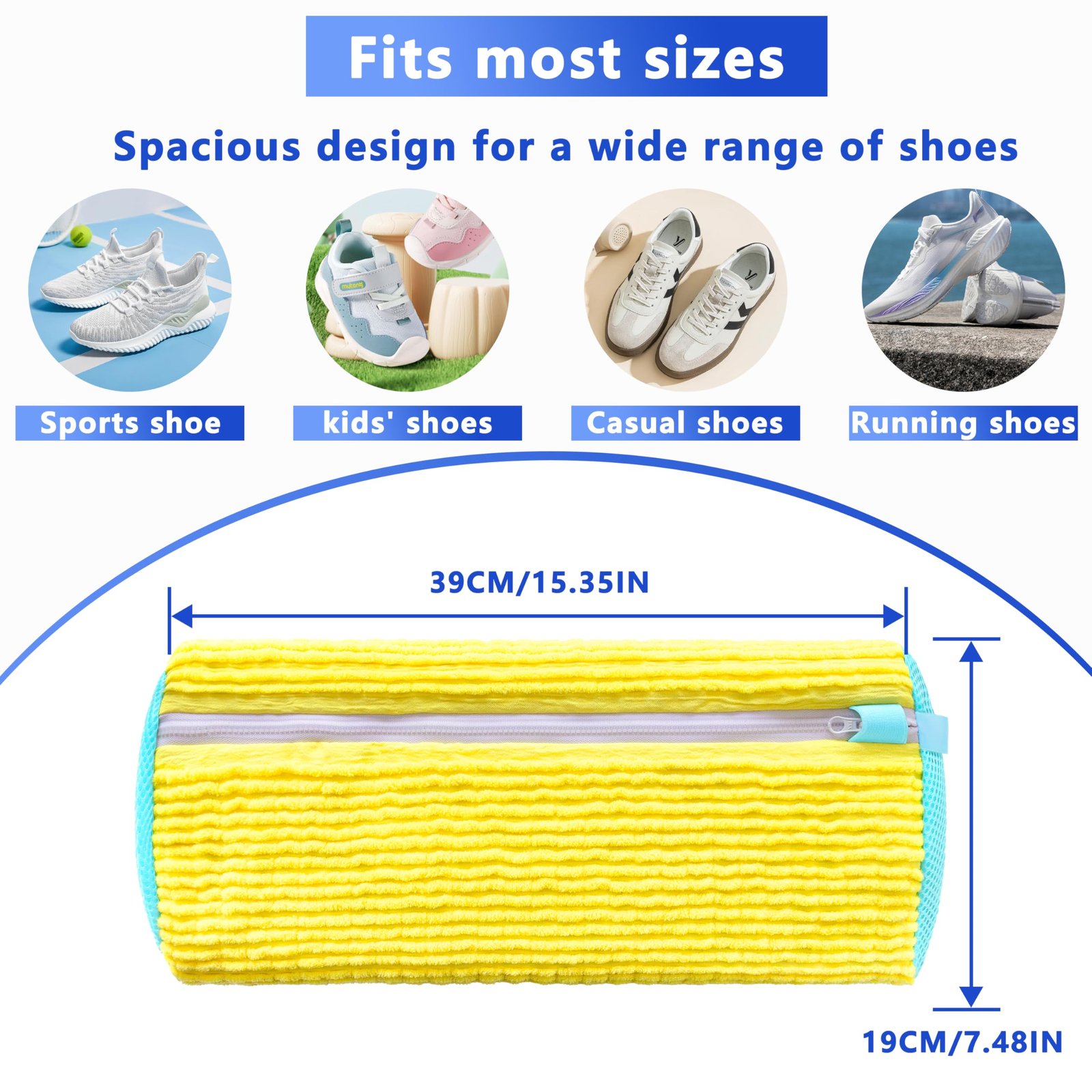 2-Pack Reusable Shoe Washing Machine Bag – White Protective Laundry Bag for All Shoes, Anti-Deformation & Deep Clean with Zipper Lock (Yellow) - V1107-CS-XZXHDH 2-Pack Reusable Shoe Washing Machine Bag – White Protective Laundry Bag for All Shoes, Anti-Deformation & Deep Clean with Zipper Lock (Yellow) - Image 2