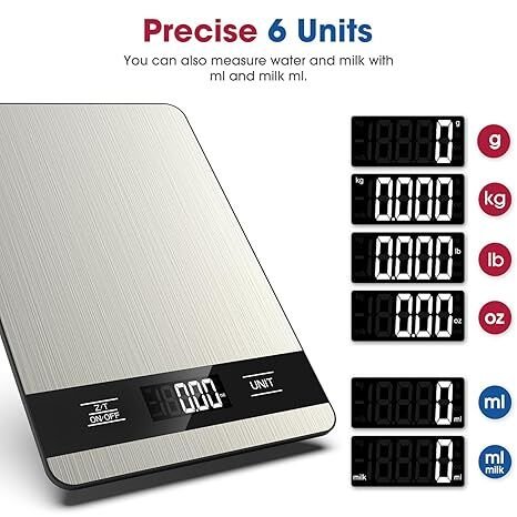 10kg/1g Precision Kitchen Scale: Ultra-Thin, Multi-Unit, Stainless Steel for Aussie Home Cooks - V1107-KITCHEN SCALE1 10kg/1g Precision Kitchen Scale: Ultra-Thin, Multi-Unit, Stainless Steel for Aussie Home Cooks - Image 2