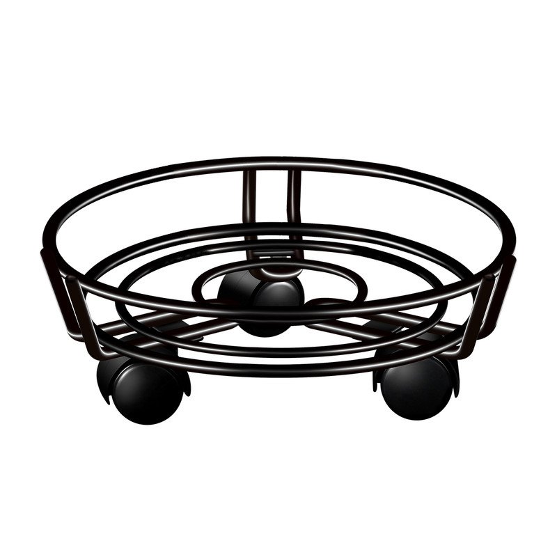 Movable Iron Potted Plant Stand for Home Garden Decoration-Black