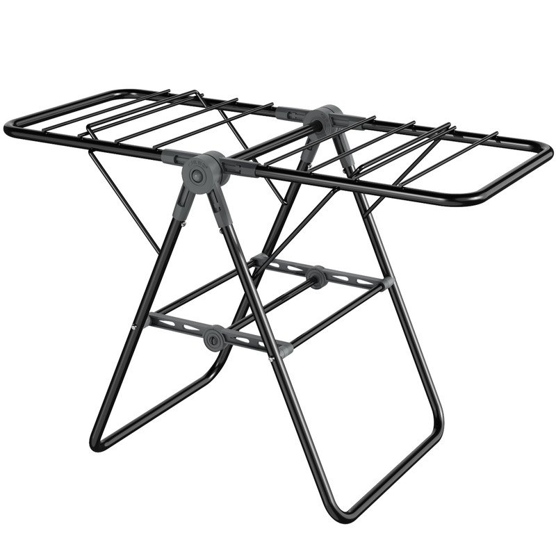 2-Tier Foldable Clothes Drying Rack for Balcony Bay Window-White