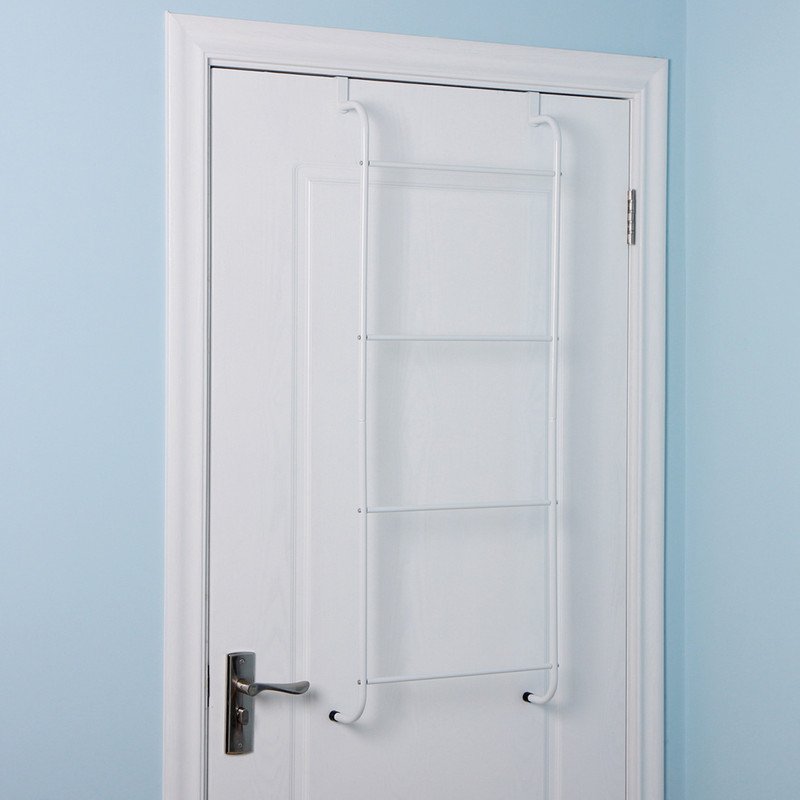Over The Door Towel Rack Metal Behind Door Hanger for Bathroom Bedroom-White - V1161-107210 Over The Door Towel Rack Metal Behind Door Hanger for Bathroom Bedroom-White - Image 3