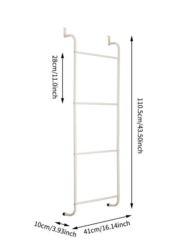 Over The Door Towel Rack Metal Behind Door Hanger for Bathroom Bedroom-White - V1161-107210 Over The Door Towel Rack Metal Behind Door Hanger for Bathroom Bedroom-White - Image 4