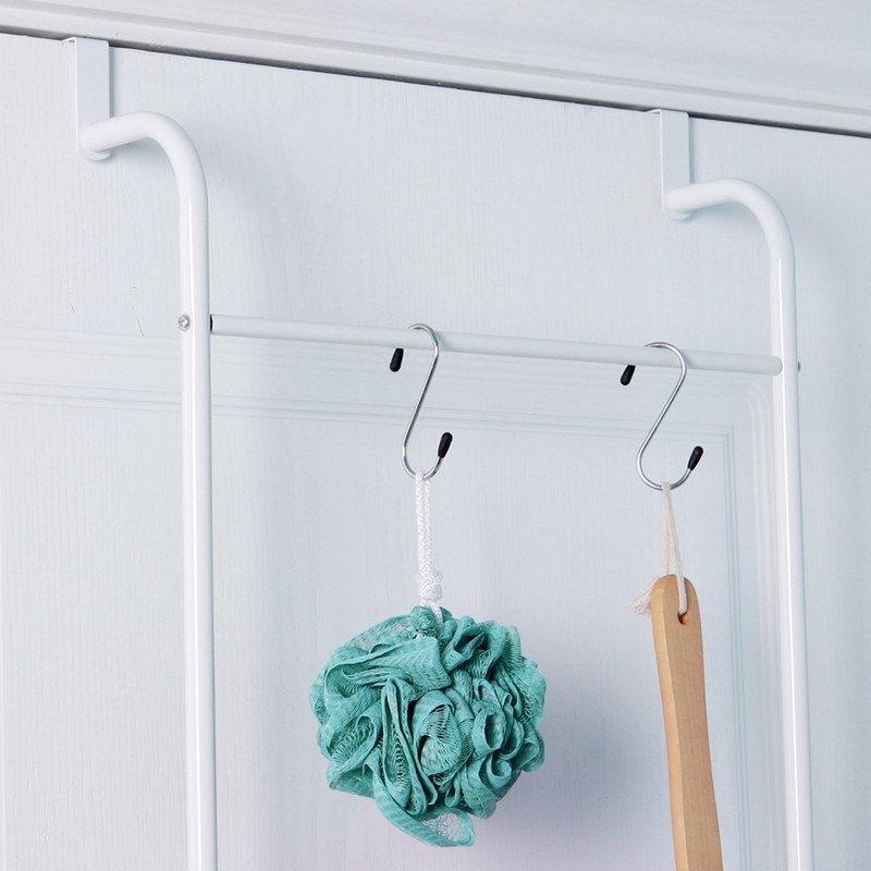 Over The Door Towel Rack Metal Behind Door Hanger for Bathroom Bedroom-White - V1161-107210 Over The Door Towel Rack Metal Behind Door Hanger for Bathroom Bedroom-White - Image 7