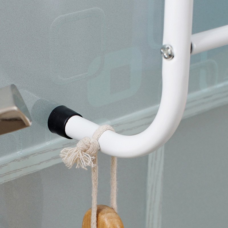 Over The Door Towel Rack Metal Behind Door Hanger for Bathroom Bedroom-White - V1161-107210 Over The Door Towel Rack Metal Behind Door Hanger for Bathroom Bedroom-White - Image 8