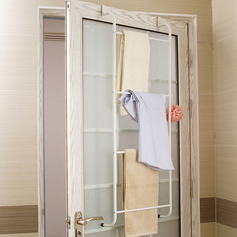 Over The Door Towel Rack Metal Behind Door Hanger for Bathroom Bedroom-White - V1161-107210 Over The Door Towel Rack Metal Behind Door Hanger for Bathroom Bedroom-White - Image 10