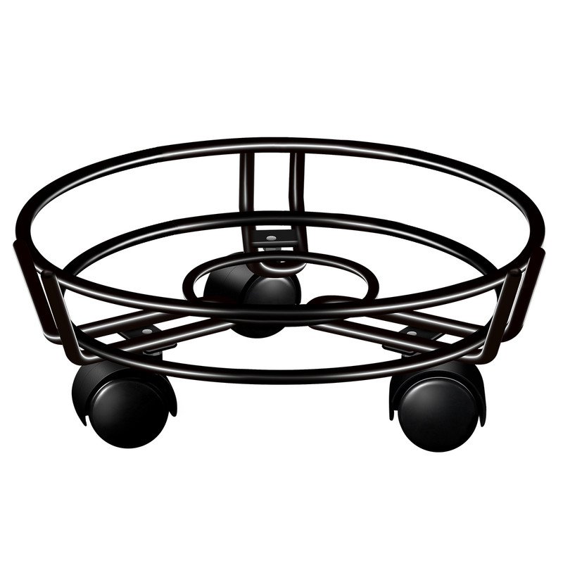 Movable Iron Potted Plant Stand for Home Garden Decoration-Black