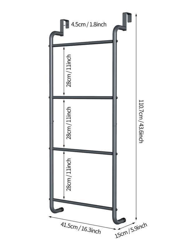 Over The Door Towel Rack Metal Behind Door Hanger for Bathroom Bedroom-Grey - V1161-860024 Over The Door Towel Rack Metal Behind Door Hanger for Bathroom Bedroom-Grey - Image 4