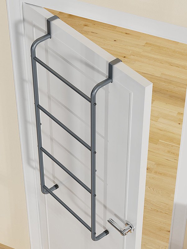 Over The Door Towel Rack Metal Behind Door Hanger for Bathroom Bedroom-Grey - V1161-860024 Over The Door Towel Rack Metal Behind Door Hanger for Bathroom Bedroom-Grey - Image 6