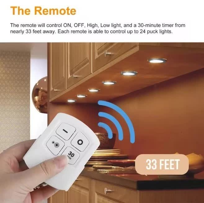 3 LED Light Set with Remote - Warm White for Cabinets & Displays - V1171-CC-TRAN-SMDWW1-3 3 LED Light Set with Remote - Warm White for Cabinets & Displays - Image 3