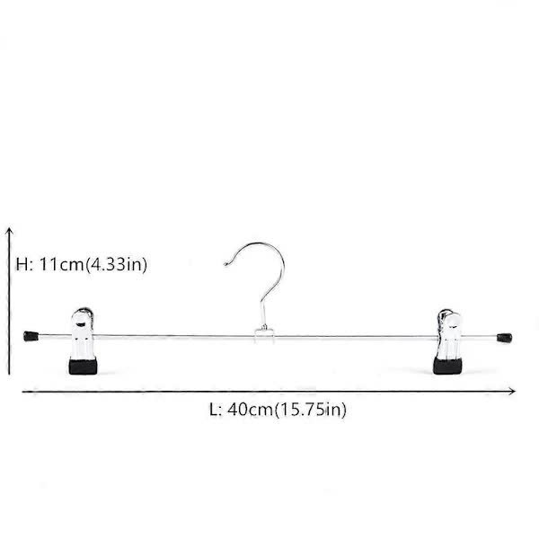 40cm Chrome Iron Clothes Hangers with Non-Slip Clips, 10-Pack Metal Trouser Hangers for Pants Shorts Skirt Socks Underwear, Silver - V1188-CAQQ-142313-1 40cm Chrome Iron Clothes Hangers with Non-Slip Clips, 10-Pack Metal Trouser Hangers for Pants Shorts Skirt Socks Underwear, Silver - Image 2
