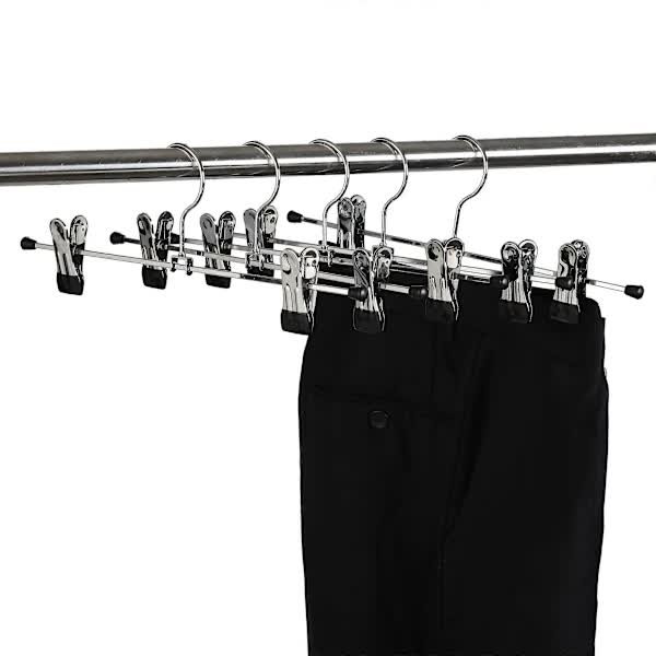 40cm Chrome Iron Clothes Hangers with Non-Slip Clips, 10-Pack Metal Trouser Hangers for Pants Shorts Skirt Socks Underwear, Silver - V1188-CAQQ-142313-1 40cm Chrome Iron Clothes Hangers with Non-Slip Clips, 10-Pack Metal Trouser Hangers for Pants Shorts Skirt Socks Underwear, Silver - Image 4