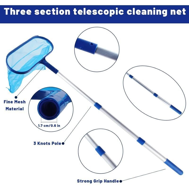 Pool Skimmer with Fine Mesh Net and Telescopic Handle for Easy Cleaning - V1188-CE-MO04152 Pool Skimmer with Fine Mesh Net and Telescopic Handle for Easy Cleaning - Image 3