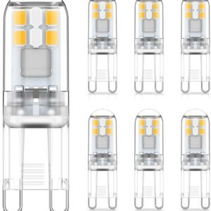 G9 LED Bulbs 1.5W Equivalent to 20W Halogen, 4000K Natural White Light, Non-Dimmable Mini Bulbs, 6-Pack Compatible with MGF