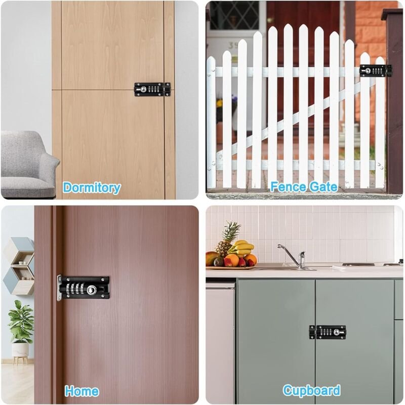 Combination Lock Latch 4 Digit Combination Lock Mechanical Code Door Lock Keyless Lock Slide Tamper Proof Door Lock For - V1188-MS-227-0042 Combination Lock Latch 4 Digit Combination Lock Mechanical Code Door Lock Keyless Lock Slide Tamper Proof Door Lock For - Image 3