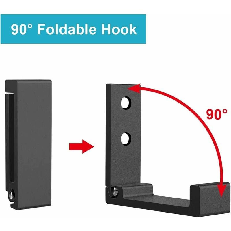 4 Pack Foldable Wall Hooks - Invisible Coat Hooks, Aluminum Wall Hook, Aluminum Alloy Wall Hanging Hook 90° Foldable - V1188-MS-227-0180 4 Pack Foldable Wall Hooks - Invisible Coat Hooks, Aluminum Wall Hook, Aluminum Alloy Wall Hanging Hook 90° Foldable - Image 3