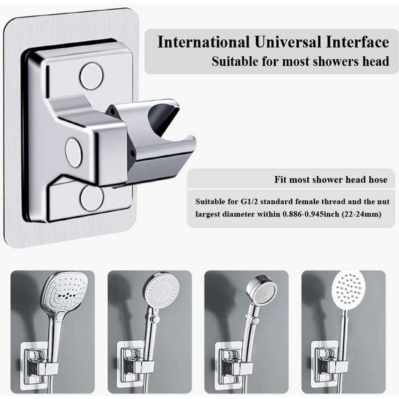 Shower Head Holder, 360° Adjustable Angle Shower Bracket, Solid Abs Shower Holder, No Drilling, Universal Wall Mount, - V1188-MS-227-0224 Shower Head Holder, 360° Adjustable Angle Shower Bracket, Solid Abs Shower Holder, No Drilling, Universal Wall Mount, - Image 3