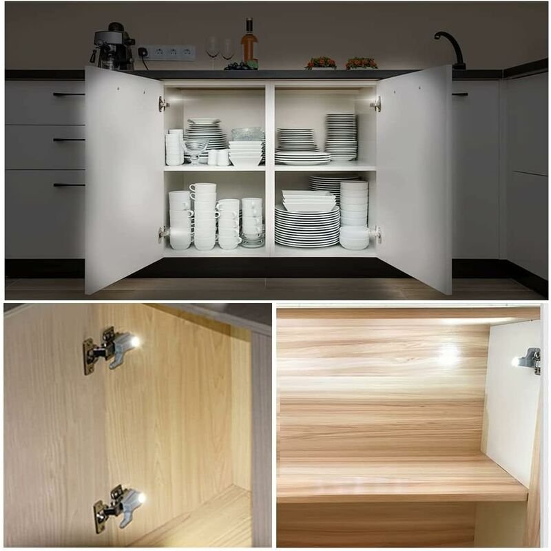 10 pcs LED Hinge Sensor Light For Cupboard Wardrobe Kitchen Night Lamp Wardrobe Cabinet Night Light - V1188-MS-227-0668 10 pcs LED Hinge Sensor Light For Cupboard Wardrobe Kitchen Night Lamp Wardrobe Cabinet Night Light - Image 2