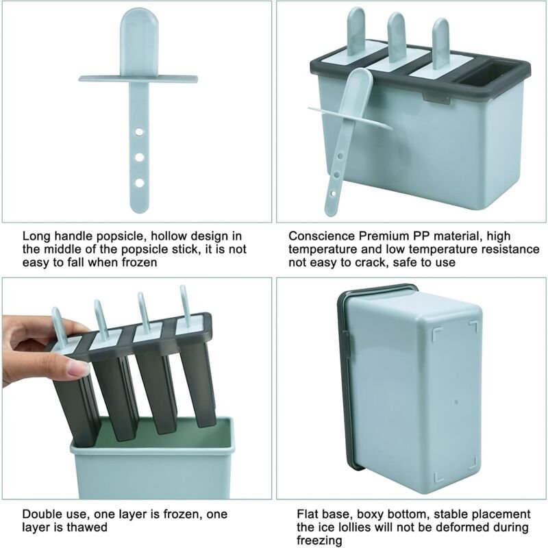 8 Cell Ice Cream Mold With Stick, Ice Lolly Molds, Reusable Popsicle Molds, Ice Pop Mold For Kids And Adults, Bpa Free, - V1188-MS-227-0999 8 Cell Ice Cream Mold With Stick, Ice Lolly Molds, Reusable Popsicle Molds, Ice Pop Mold For Kids And Adults, Bpa Free, - Image 3