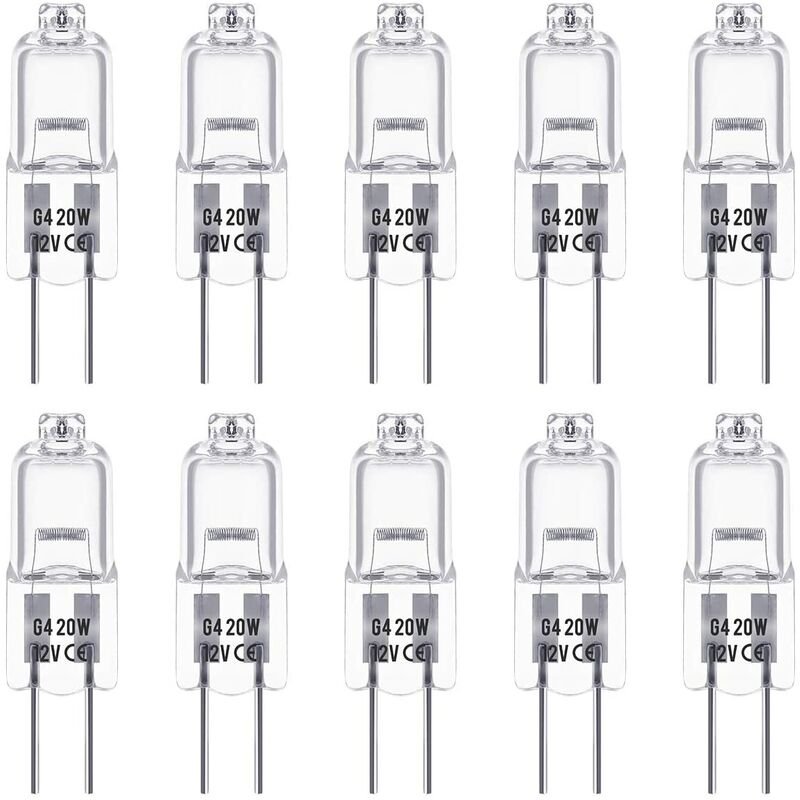 G4 Halogen Bulbs, 12V 20W Halogen Pin Base Lamp, Warm White 3000K, 350Lm, Dimmable, G4 Low Voltage Halogen Lamp, Clear