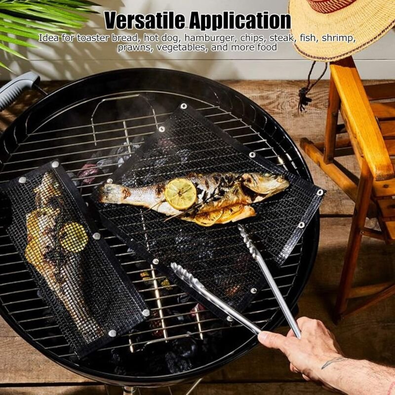 Bbq Grilling Bags, Reusable Grilling Bag Outdoor Cooking Pouch For Meat, Fish, Vegetables, 27X22Cm - V1188-MS-227-1448 Bbq Grilling Bags, Reusable Grilling Bag Outdoor Cooking Pouch For Meat, Fish, Vegetables, 27X22Cm - Image 2