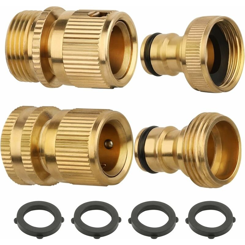 2 pcs 3/4 Inch Brass Quick Connect Garden Hose Connectors