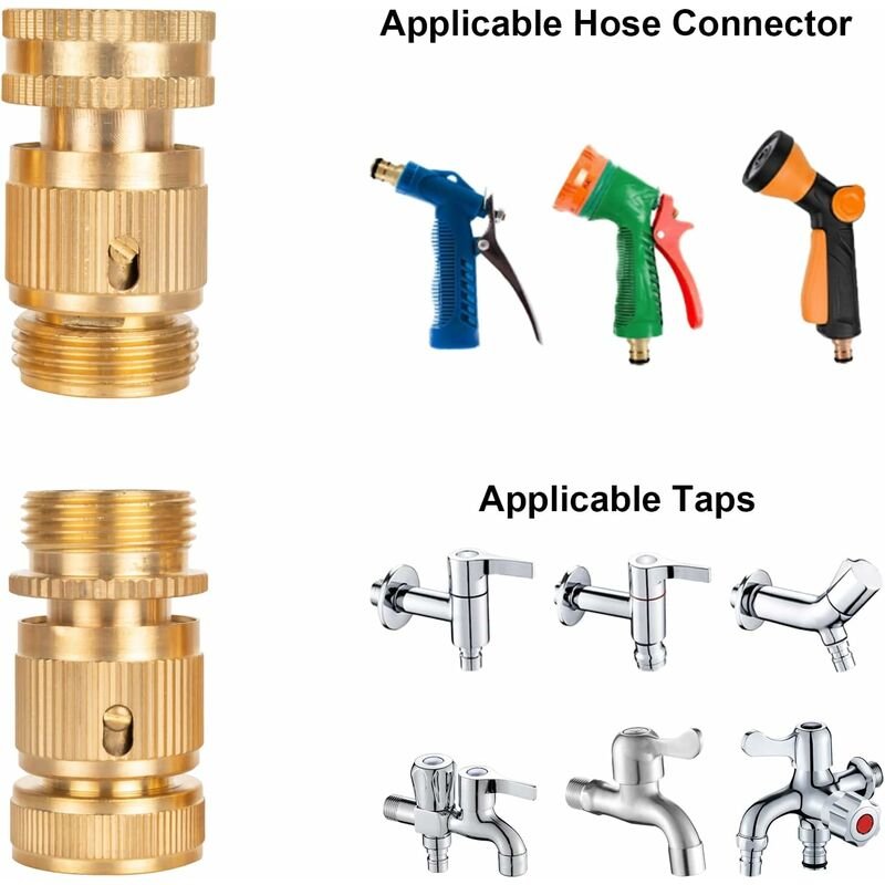 2 pcs 3/4 Inch Brass Quick Connect Garden Hose Connectors - V1188-MS-227-2175 2 pcs 3/4 Inch Brass Quick Connect Garden Hose Connectors - Image 3