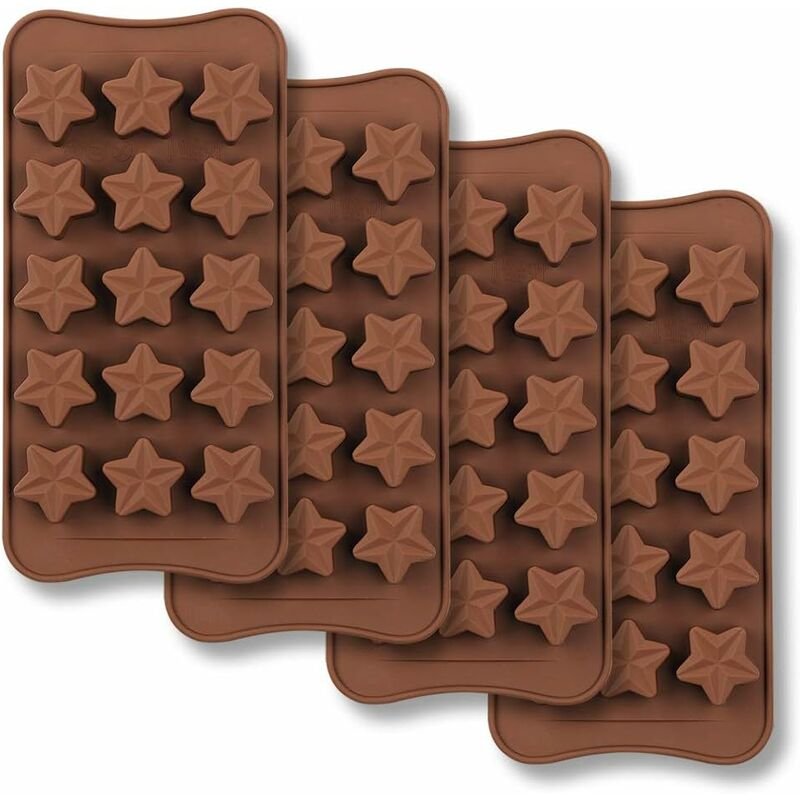 15 Cavity Star Shape Chocolate Mold, Non-Stick Food Grade Silicone Mold Set For Candy Jelly, Ice Cube
