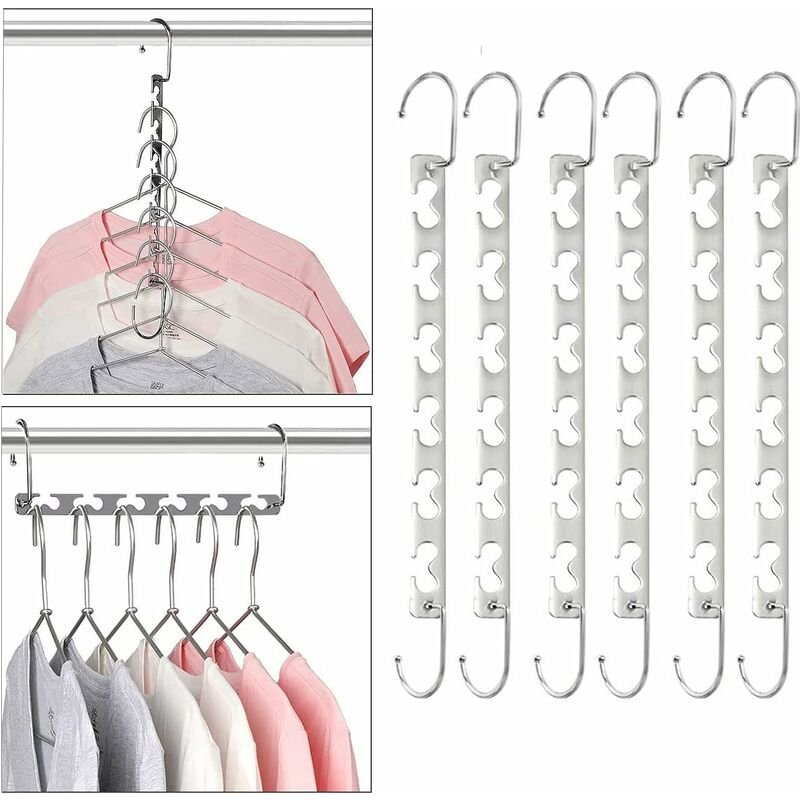 Space Saving Hangers, Magic Metal Hangers Stainless Steel Non-Slip, Multifunctional Space Saving Hanger Organizer In