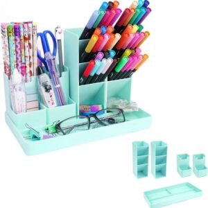 Pencil case - 13 compartments - Pencil holder - Desk organizer - Pencil holder - Desk organizer - Pen case - Plastic - Removable - Storage system - Mail tray - Office baby clothing accessories - Green