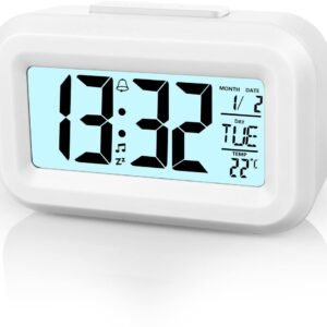 Wekker Digital - Klok Children's - Wekker - Wekker Children's - Alarm Clock - Travel Alarm Clock - LED Display Clock - Adjustable 12/24 Hour Snooze Function, Temperature, Date, Time - Portable Alarm Clock - Wit