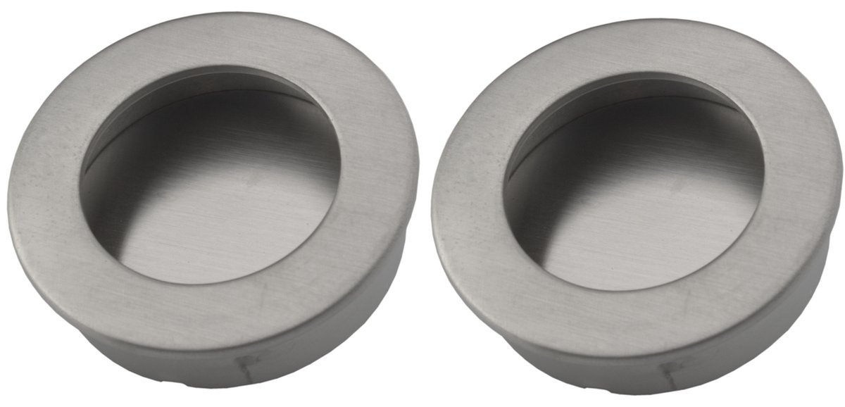 Pull handle - Brushed stainless steel - Round - Ø40mm - Sliding door handle - Set of 2 - V1188-MS-313-0212 Pull handle - Brushed stainless steel - Round - Ø40mm - Sliding door handle - Set of 2