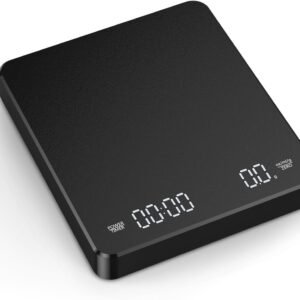 Coffee Scale - Digital Coffee Scale with Timer - Rechargeable for Filter Coffee, 3 kg / 0 g Digital Espresso Scale - with Peeling Function - 3 Units, LED Display - Black