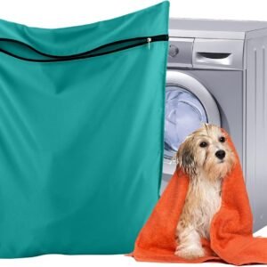 Pet Laundry Bags - Polyester Twill Laundry Bags - Large Zippered Laundry Bags - Prevents Pet Hair from Clogging Laundry Bags - Washing Machine Safe, 70 x 80 cm, Laundry Bag for Dogs, Cats, and Rabbits (Lake Blue) - L