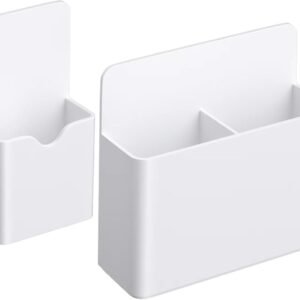 Pen holder - Magnetic pen holder - Marker holder - Marker holder for school - Whiteboard - Magnetic - Marker storage - Pencil organizer for pencil case - Set of 2 - White