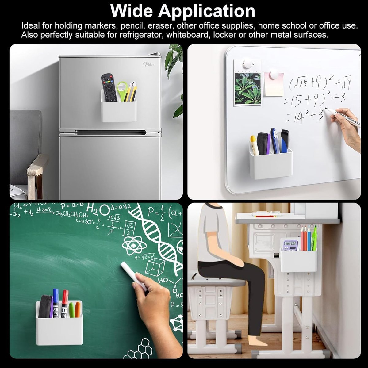 Pen holder - Magnetic pen holder - Marker holder - Marker holder for school - Whiteboard - Magnetic - Marker storage - Pencil organizer for pencil case - Set of 2 - White - V1188-MS-313-0415 Pen holder - Magnetic pen holder - Marker holder - Marker holder for school - Whiteboard - Magnetic - Marker storage - Pencil organizer for pencil case - Set of 2 - White - Image 3