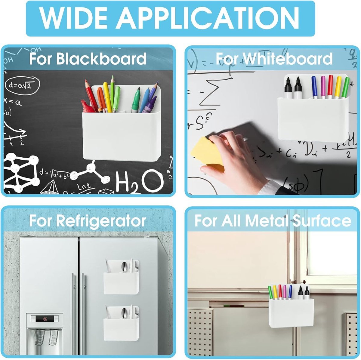 Pen holder - Magnetic pen holder - Marker holder - Marker holder for school - Whiteboard - Magnetic - Marker storage - Pencil organizer for pencil case - Set of 2 - White - V1188-MS-313-0415 Pen holder - Magnetic pen holder - Marker holder - Marker holder for school - Whiteboard - Magnetic - Marker storage - Pencil organizer for pencil case - Set of 2 - White - Image 5