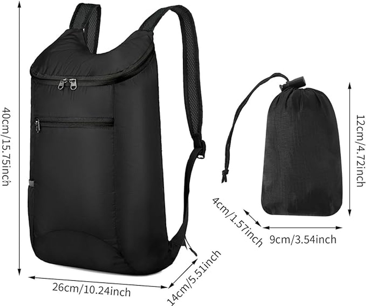 Backpack - Set of 2 Ultralight Foldable Backpacks - Waterproof Hiking Backpack - Ultralight Outdoor Backpack - Foldable Backpack - Ideal for Camping, Hiking, Travel and Sports - Black and Blue - V1188-MS-313-0494 Backpack - Set of 2 Ultralight Foldable Backpacks - Waterproof Hiking Backpack - Ultralight Outdoor Backpack - Foldable Backpack - Ideal for Camping, Hiking, Travel and Sports - Black and Blue - Image 6