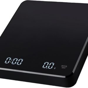 Precision Scale - Barista Scale - Coffee Scale with Timer - Small 3 kg / 0 g Coffee Scale with Gravity Sensor - Rechargeable Kitchen Scale - Barista Essential - High Precision - Black