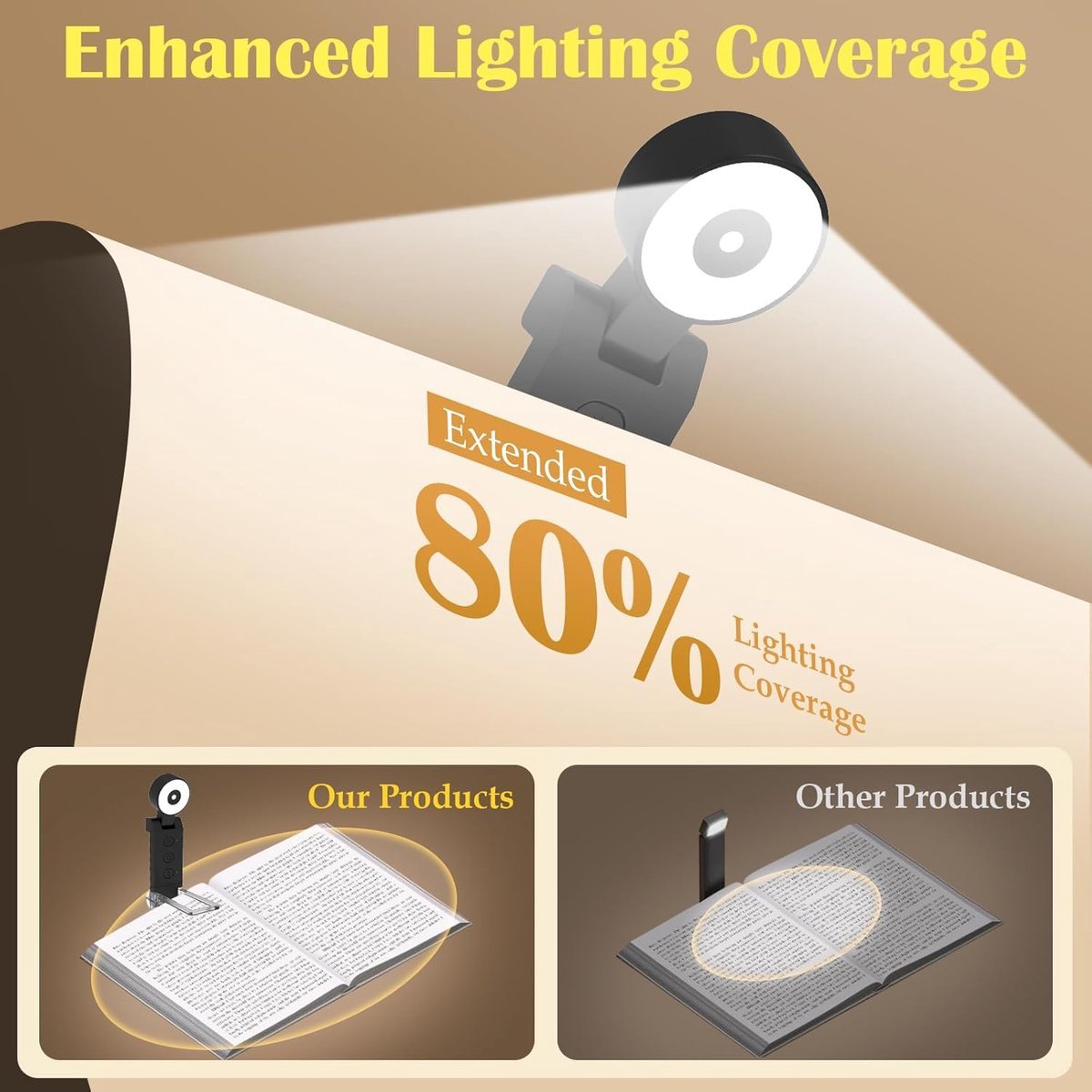 Reading light for books - For bed - With clip - Rechargeable - 5 settings - Bedside lamp - Black - V1188-MS-313-0527 Reading light for books - For bed - With clip - Rechargeable - 5 settings - Bedside lamp - Black - Image 2