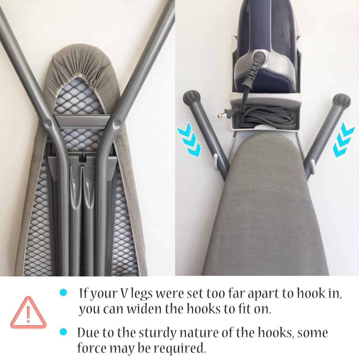 Ironing board and iron holder - Wall-mounted iron - Suspension system for your ironing board AND iron - Simple ironing board holder - 308*148*106mm - Black - V1188-MS-313-0536 Ironing board and iron holder - Wall-mounted iron - Suspension system for your ironing board AND iron - Simple ironing board holder - 308*148*106mm - Black - Image 3