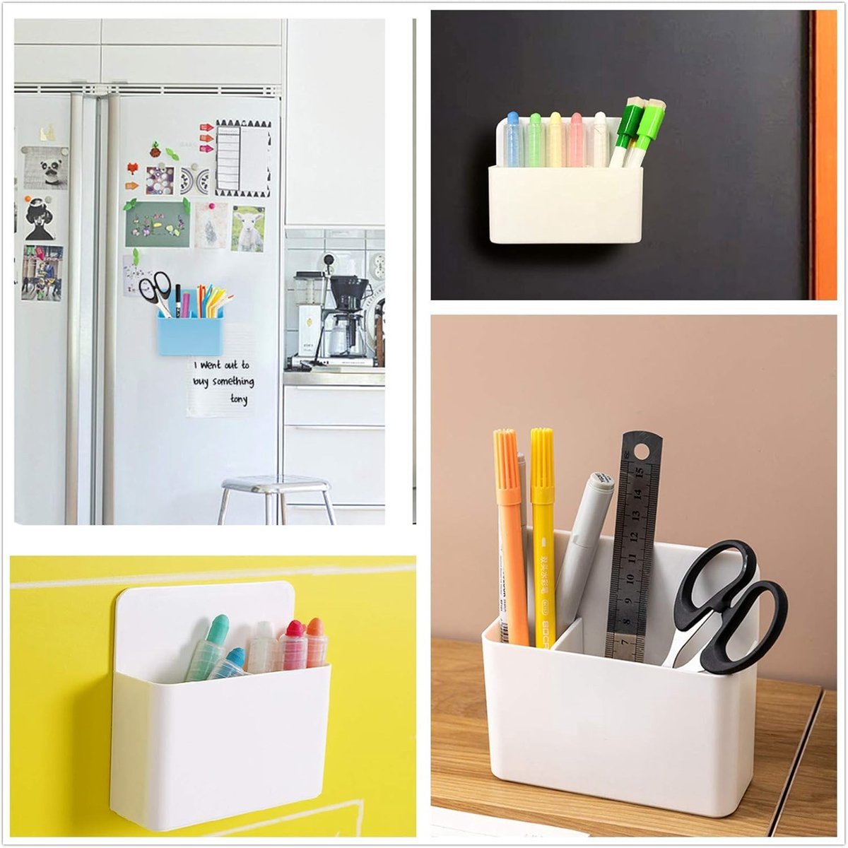 Pen holder - Pen holder - Magnetic whiteboard marker holder - Storage box - Storage box for cooler, school, home, office - Wit - V1188-MS-313-0819 Pen holder - Pen holder - Magnetic whiteboard marker holder - Storage box - Storage box for cooler, school, home, office - Wit - Image 4