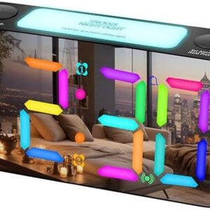 Wekker - Digital Alarm Clock - Wekker Children's Alarm Clock - LED Alarm Clock - Wekker with Color Mirror - 15 Color Modes - Large 7-inch Screen - 3 Brightness Levels - Night Light - Adjustable Volume - 12/24 Hour Time - Mains Powered Alarm Clock - For Ch