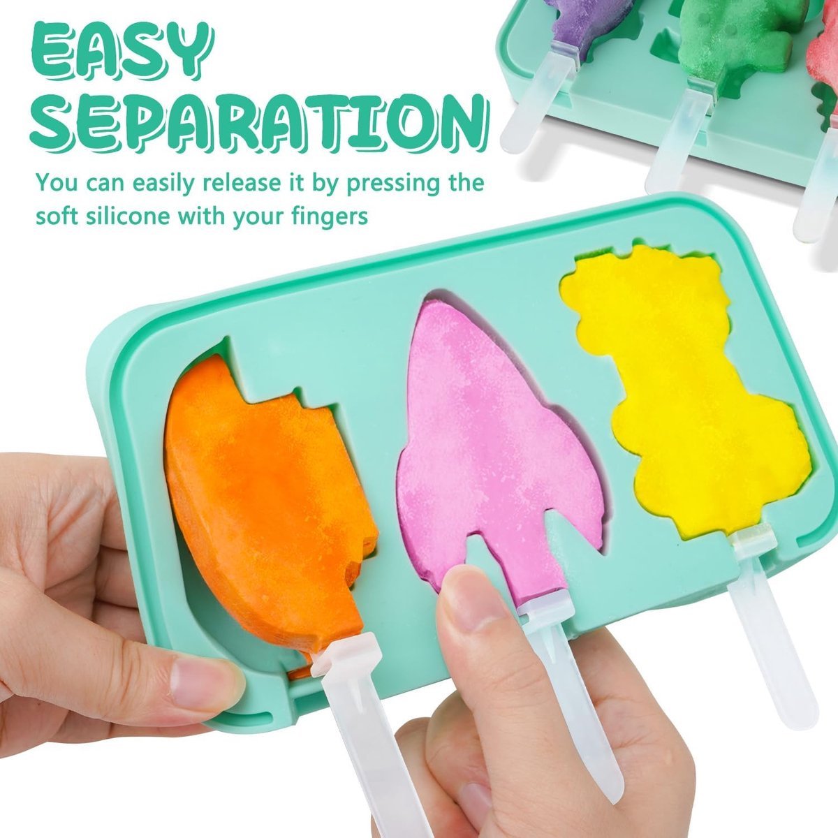 Silicone Ice Pop Mold - Set of 2 Ice Pop Molds - 12 Ice Pops - Ice Pop Molds for Kids and Adults - Ice Pop Mold Set - BPA Free - V1188-MS-313-0958 Silicone Ice Pop Mold - Set of 2 Ice Pop Molds - 12 Ice Pops - Ice Pop Molds for Kids and Adults - Ice Pop Mold Set - BPA Free - Image 3