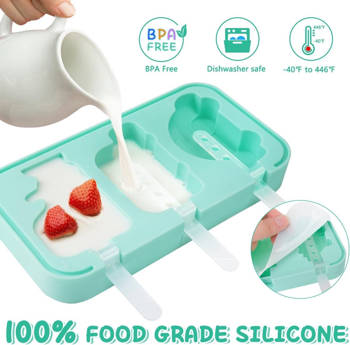 Silicone Ice Pop Mold - Set of 2 Ice Pop Molds - 12 Ice Pops - Ice Pop Molds for Kids and Adults - Ice Pop Mold Set - BPA Free - V1188-MS-313-0958 Silicone Ice Pop Mold - Set of 2 Ice Pop Molds - 12 Ice Pops - Ice Pop Molds for Kids and Adults - Ice Pop Mold Set - BPA Free - Image 5
