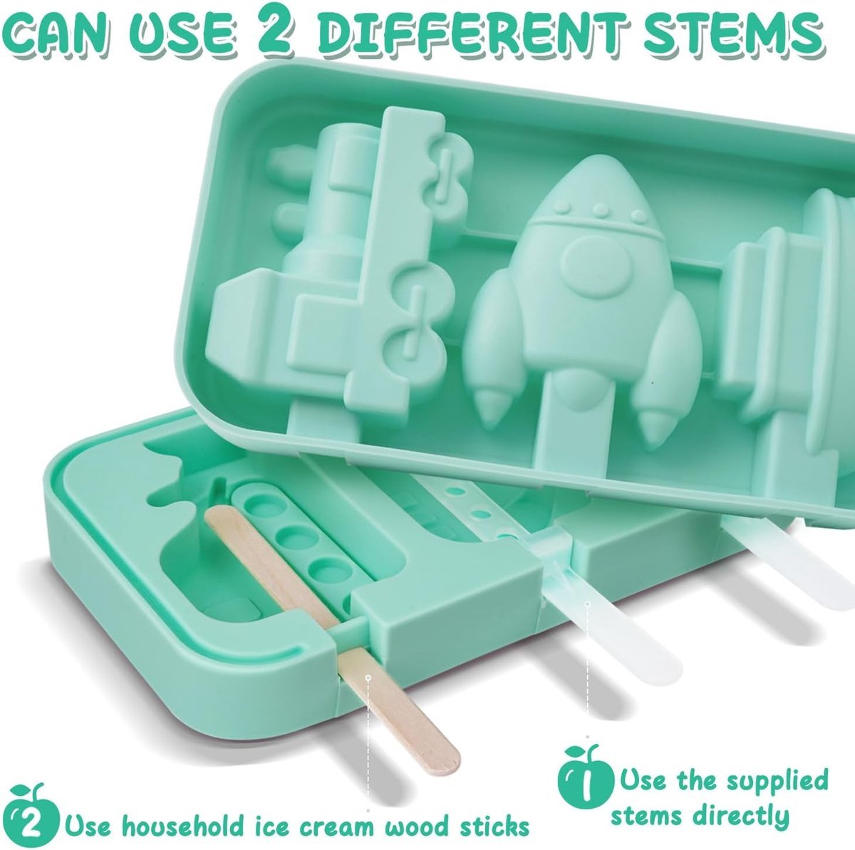 Silicone Ice Pop Mold - Set of 2 Ice Pop Molds - 12 Ice Pops - Ice Pop Molds for Kids and Adults - Ice Pop Mold Set - BPA Free - V1188-MS-313-0958 Silicone Ice Pop Mold - Set of 2 Ice Pop Molds - 12 Ice Pops - Ice Pop Molds for Kids and Adults - Ice Pop Mold Set - BPA Free - Image 6