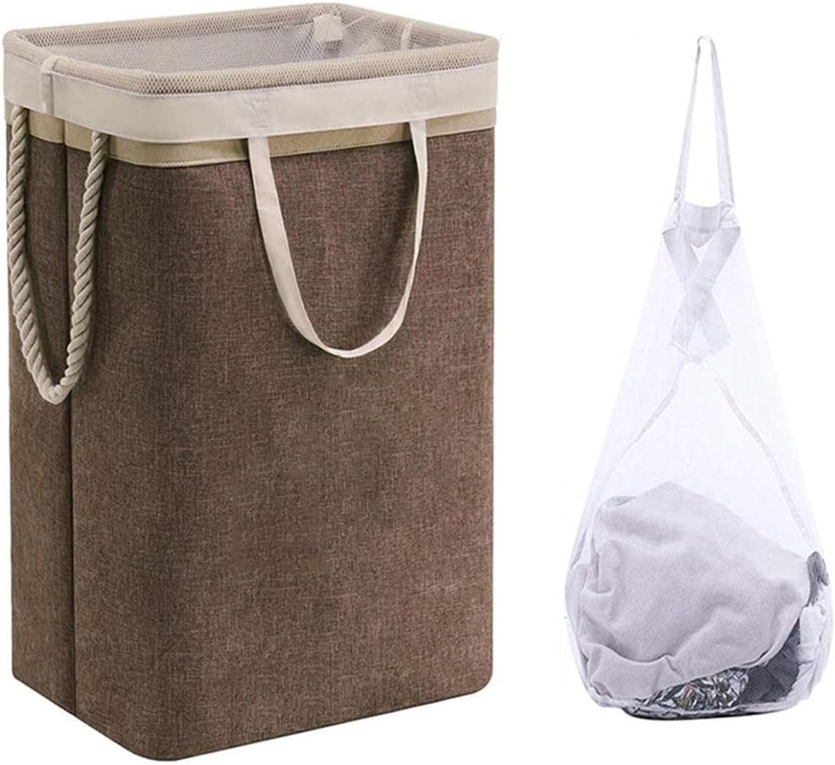 Collapsible laundry basket with lid, leak-proof and foldable bin, with removable bag, large capacity, storage bag, for dorm room, bedroom, bathroom, clothes and toys, brown - V1188-MS-313-1036 Collapsible laundry basket with lid, leak-proof and foldable bin, with removable bag, large capacity, storage bag, for dorm room, bedroom, bathroom, clothes and toys, brown